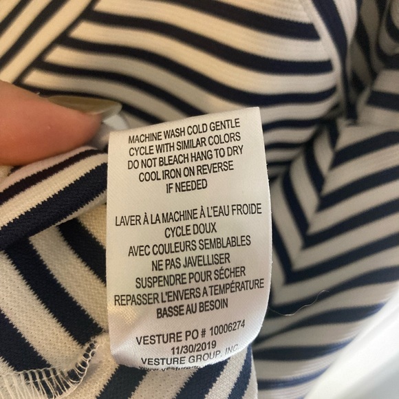 Girls Nordstrom Zunie Navy Blue and White Striped Dress Size 12 Classic - Picture 8 of 12